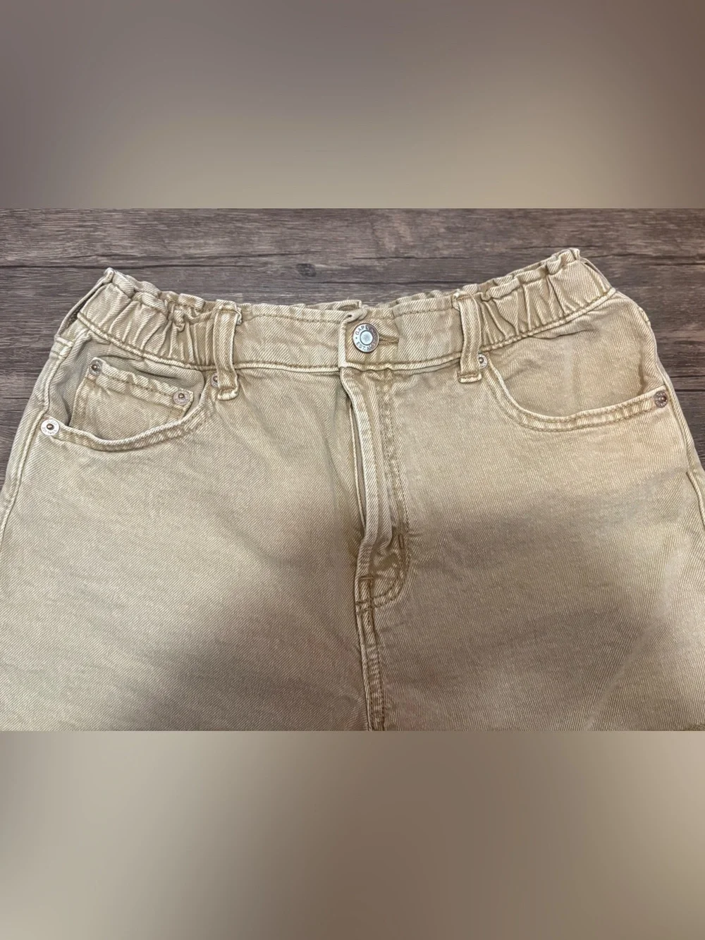 GAP Girls Tan Elastic-Waist Denim Shorts